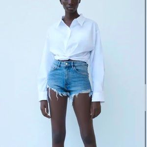 Zara high rise denim shorts